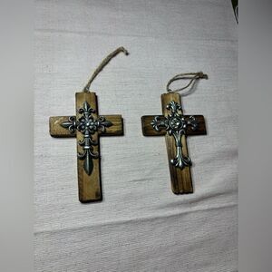2 Elegant Wooden Crosses Home Wall Decor EPC See photos for size references!